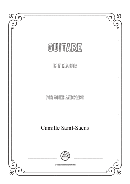 Free Sheet Music Saint Sans Guitare In F Major For Voice And Piano