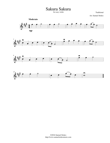 Sakura Sakura For Easy Violin Sheet Music