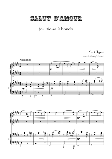 Free Sheet Music Salut D Amour For Piano 4 Hands