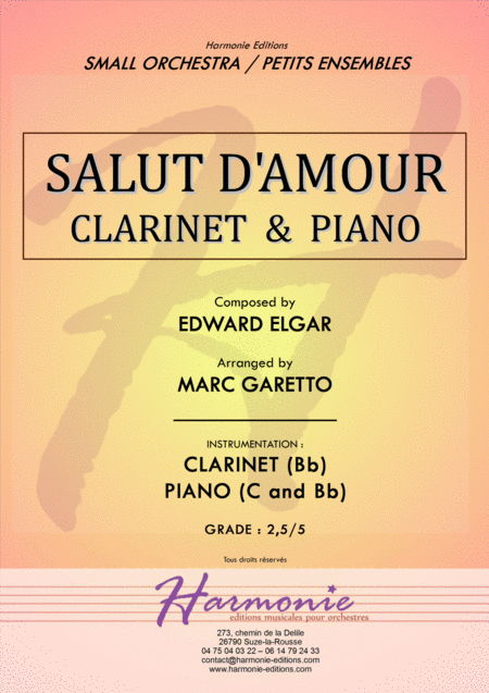 Salut D Amour Liebesgruss Edward Elgar Clarinet And Piano Arrangement By Marc Garetto Sheet Music