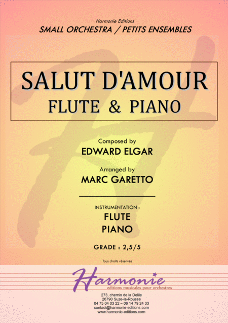 Free Sheet Music Salut D Amour Liebesgruss Edward Elgar Flute And Piano Arrangement By Marc Garetto