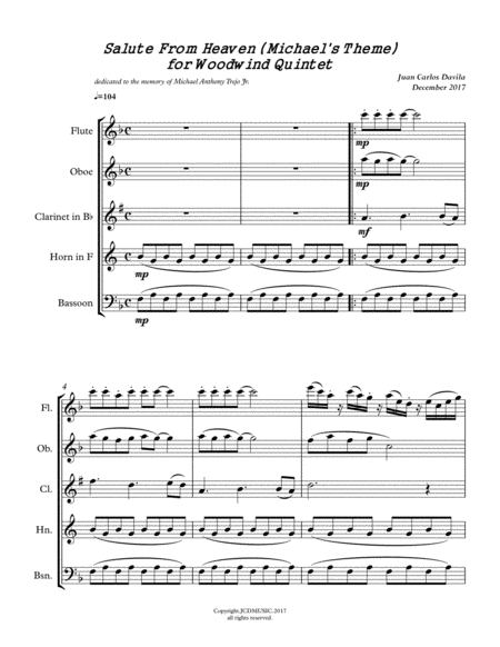 Salute From Heaven Michaels Theme Sheet Music