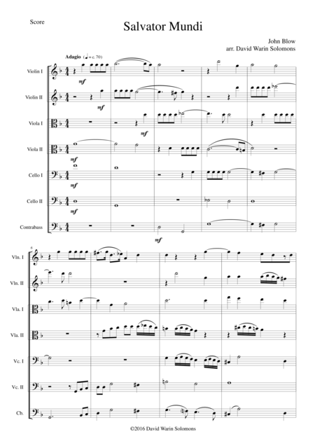 Free Sheet Music Salvator Mundi For String Orchestra