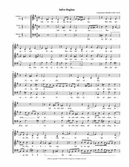 Free Sheet Music Salve Regina Metallo Atb