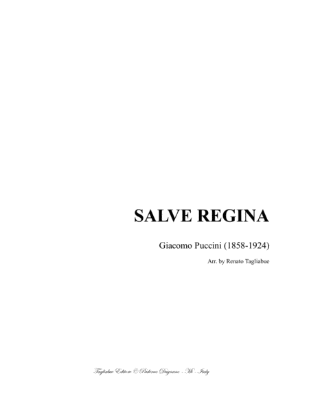 Salve Regina Puccini For Soprano Tenor And Organ Sheet Music