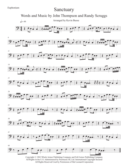 Sanctuary Easy Key Of C Euphonium Sheet Music