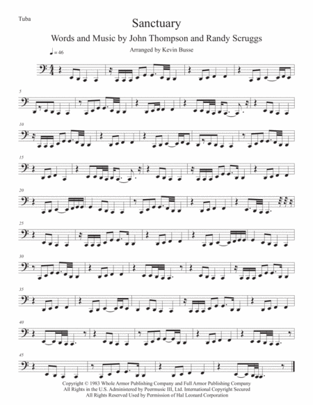 Sanctuary Easy Key Of C Tuba Sheet Music