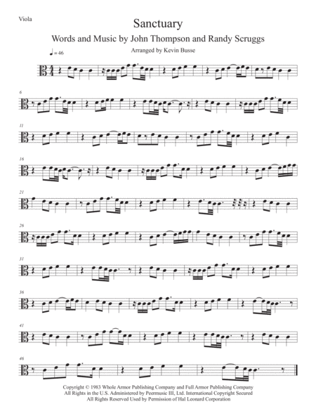 Free Sheet Music Sanctuary Easy Key Of C Viola
