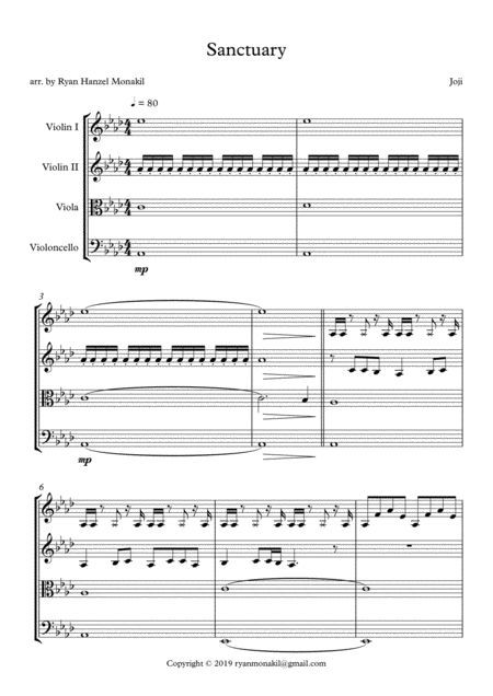 Free Sheet Music Sanctuary Joji