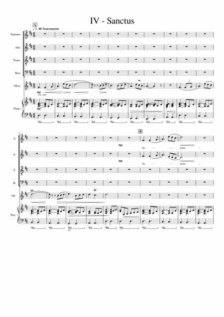 Sanctus From Mass For Stock Harvard Sheet Music