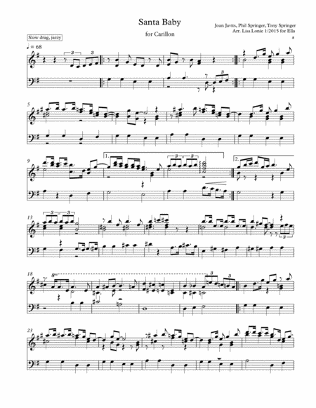 Santa Baby For Carillon Sheet Music