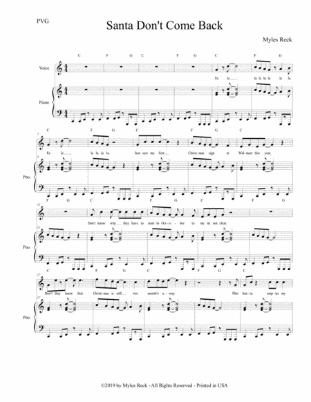 Santa Dont Come Back Pvg Sheet Music