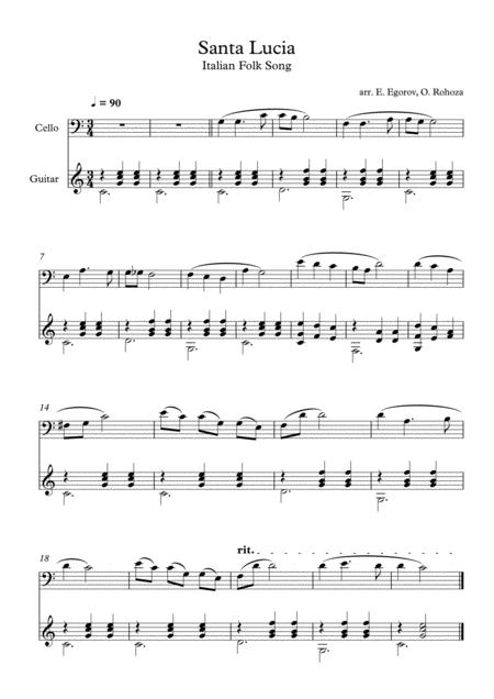 Free Sheet Music Santa Lucia Italian Folk Song For Cello Guitar