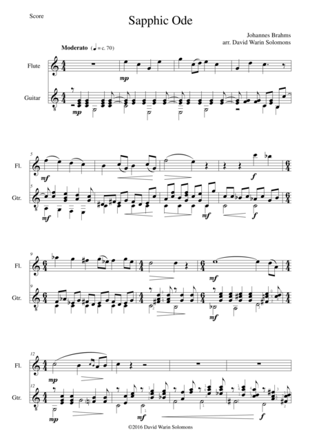 Sapphic Ode For Flute And Guitar Sheet Music