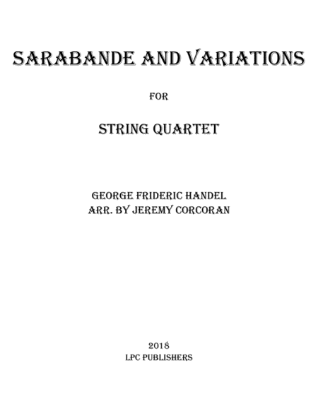 Sarabande And Variations For String Quartet Sheet Music