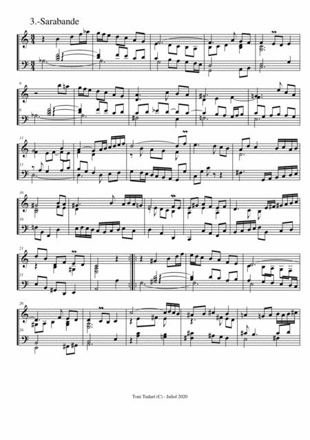 Sarabande Movement Of Baroque Suite N 28 For Piano Solo Sheet Music