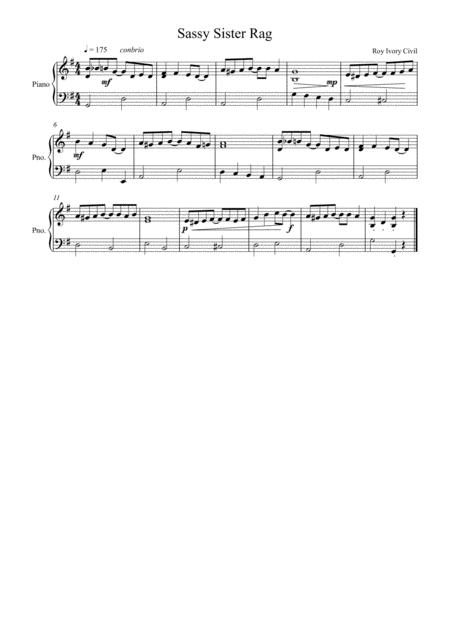 Free Sheet Music Sassy Sister Rag