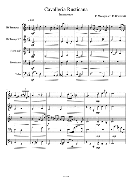 Satie Gnossienne No 2 Wind Quintet Sheet Music