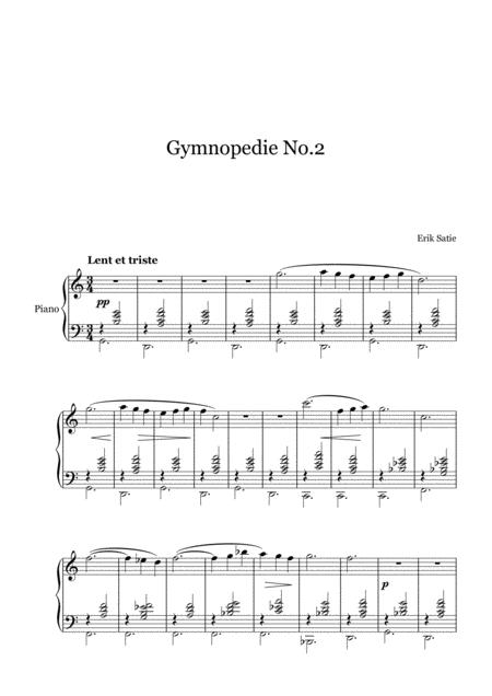 Free Sheet Music Satie Gymnopedie No 2 For Piano