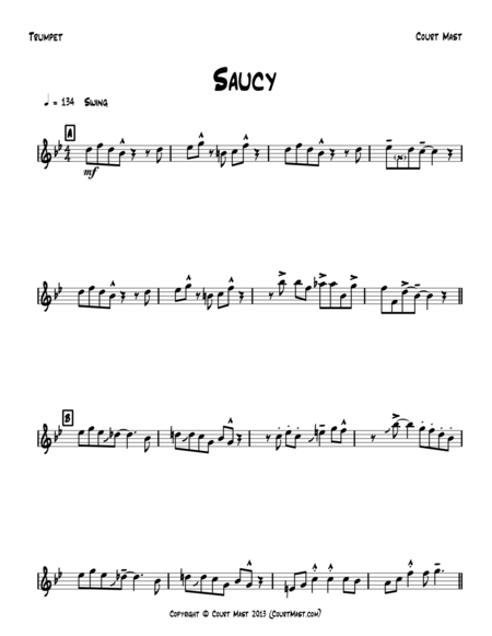 Free Sheet Music Saucy Trumpet Solo