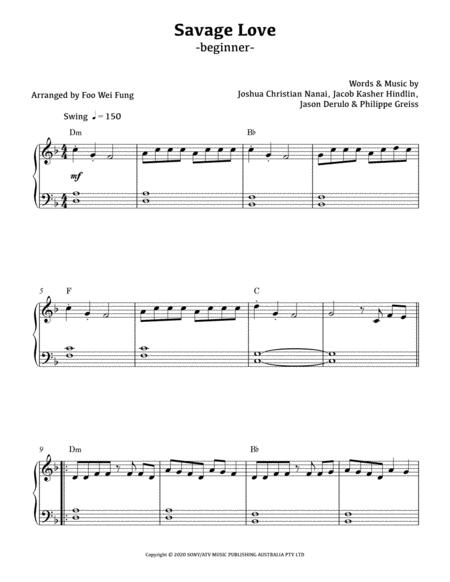 Savage Love Beginner Sheet Music