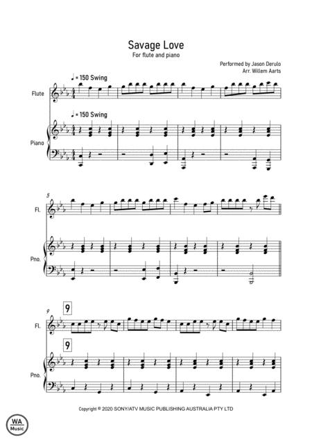 Free Sheet Music Savage Love Jason Derulo Flute And Piano