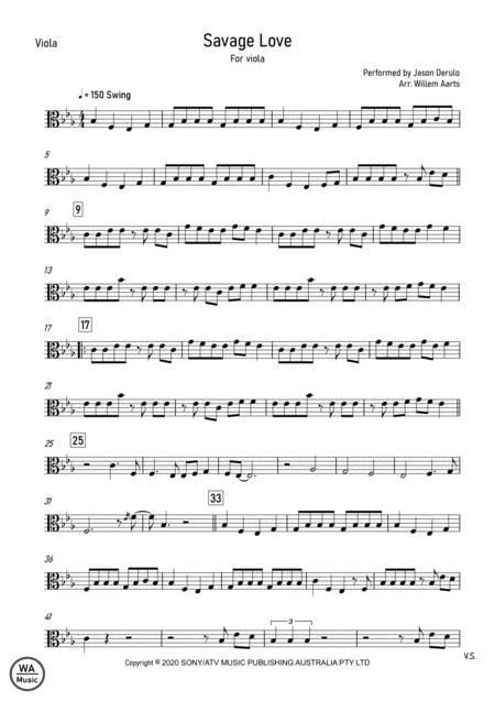 Savage Love Jason Derulo Viola Sheet Music