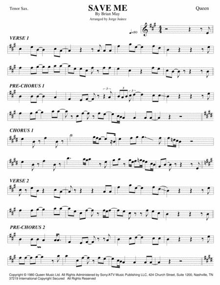 Save Me Tenor Sax Sheet Music