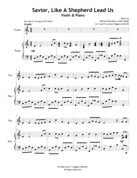 Savior Like A Shepherd Lead Us Violin Piano Sheet Music