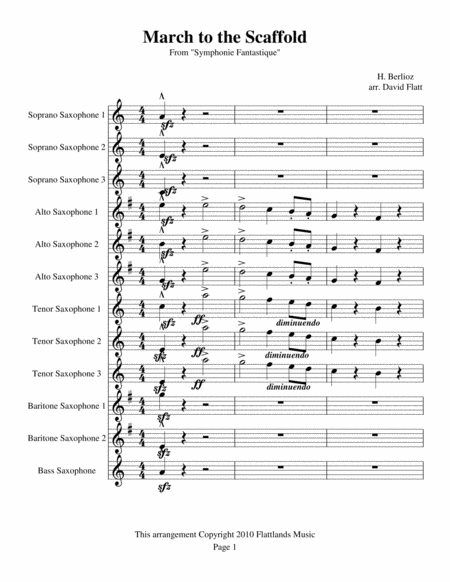 Saxophone Festival Series March To The Scaffold From Symphonie Fantastique Sheet Music