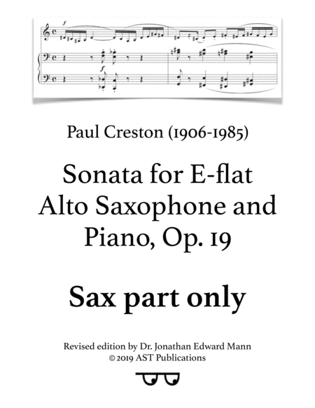 Saxophone Sonata Op 19 All Movements Sax Part Sheet Music