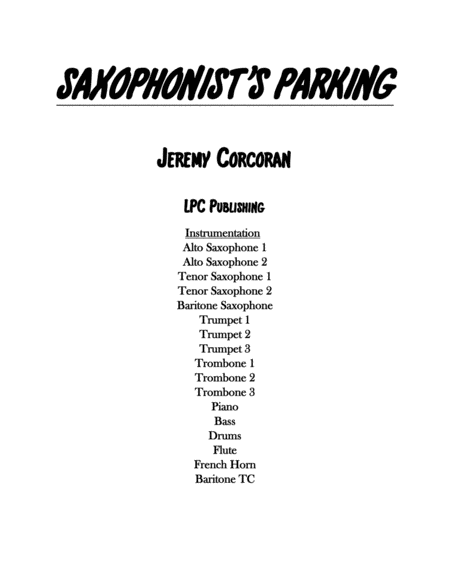 Free Sheet Music Saxophonists Parking For Jazz Band