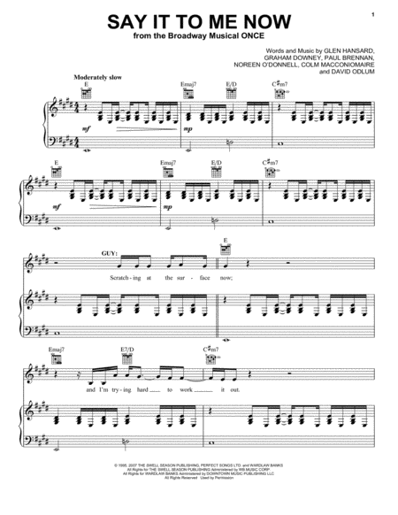 Say It To Me Now From Once A New Musical Sheet Music