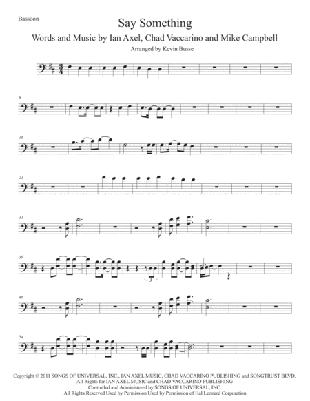 Say Something Bassoon Original Key Sheet Music