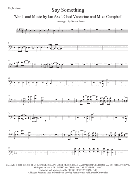 Free Sheet Music Say Something Euphonium Easy Key Of C