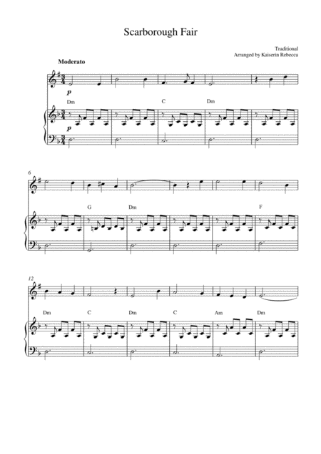 Free Sheet Music Scarborough Fair Soprano Saxophone Solo And Piano Accompaniment