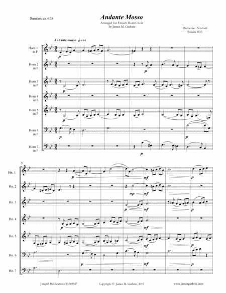 Free Sheet Music Scarlatti Andante Mosso For French Horn Choir