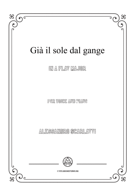 Free Sheet Music Scarlatti Gi Il Sole Dal Gange In A Flat Major For Voice And Piano