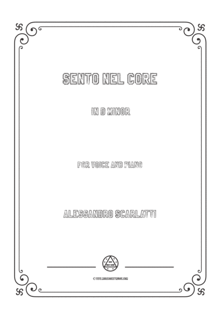 Scarlatti Sento Nel Core In D Minor For Voice And Piano Sheet Music