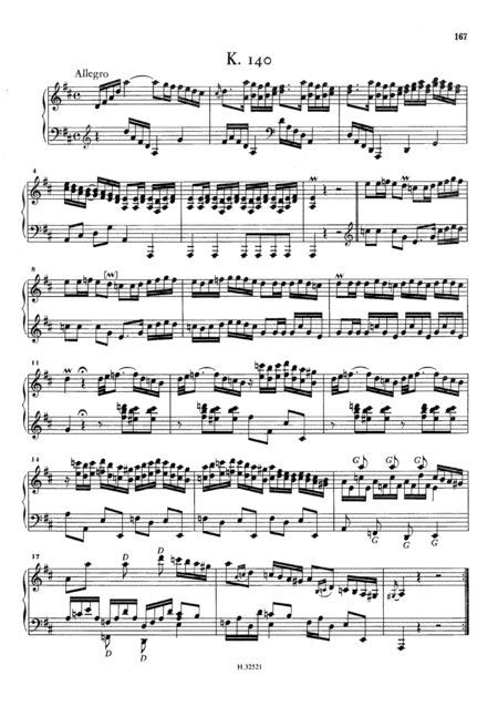 Free Sheet Music Scarlatti Sonata In D Major K140 L107 Original Version