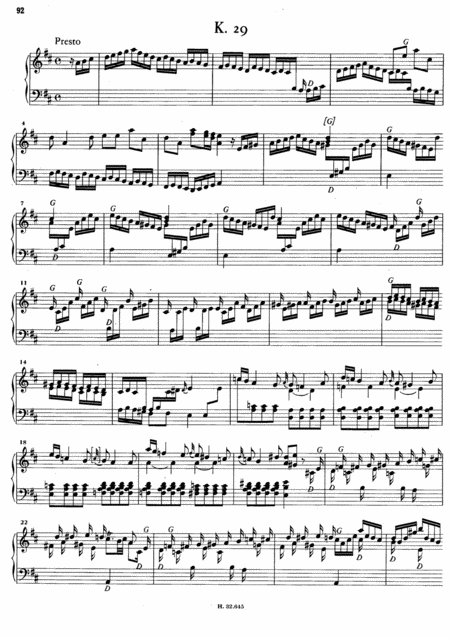 Scarlatti Sonata In D Major K29 L461 Original Version Sheet Music