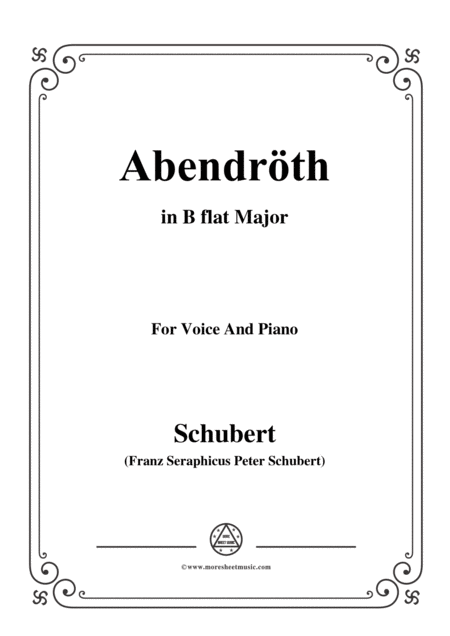 Free Sheet Music Schubert Abendrth In B Flat Major For Voice Piano