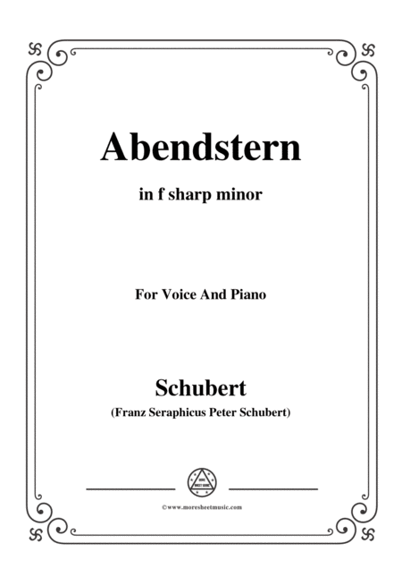 Free Sheet Music Schubert Abendstern In F Sharp Minor For Voice Piano