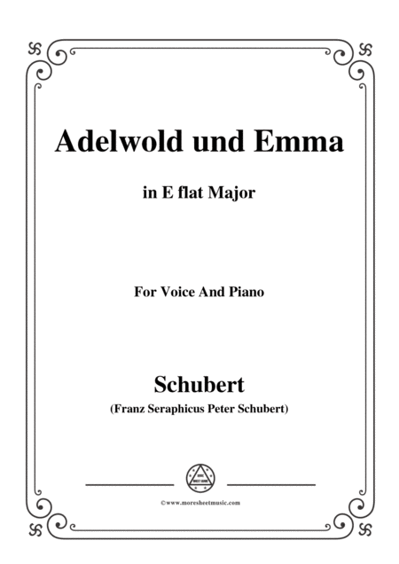 Schubert Adelwold Und Emma In E Flat Major For Voice Piano Sheet Music