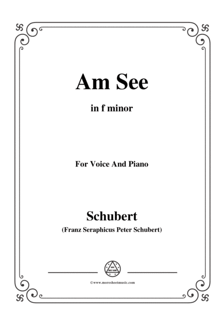 Schubert Am See In F Minor For Voice Piano Sheet Music