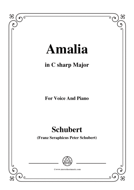 Schubert Amalia Op 173 No 1 In C Sharp Major For Voice Piano Sheet Music