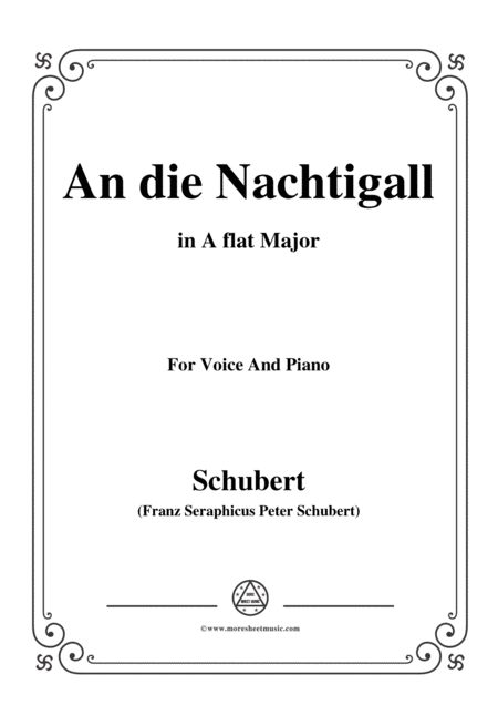 Schubert An Die Nachtigall In A Flat Major Op 98 No 1 For Voice And Piano Sheet Music