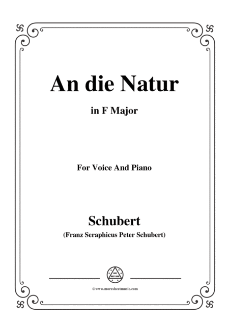 Schubert An Die Natur In F Major For Voice Piano Sheet Music