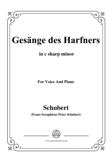 Schubert An Die Tren Will Ich Schleichen Op 12 No 3 In C Sharp Minor For Voice And Piano Sheet Music