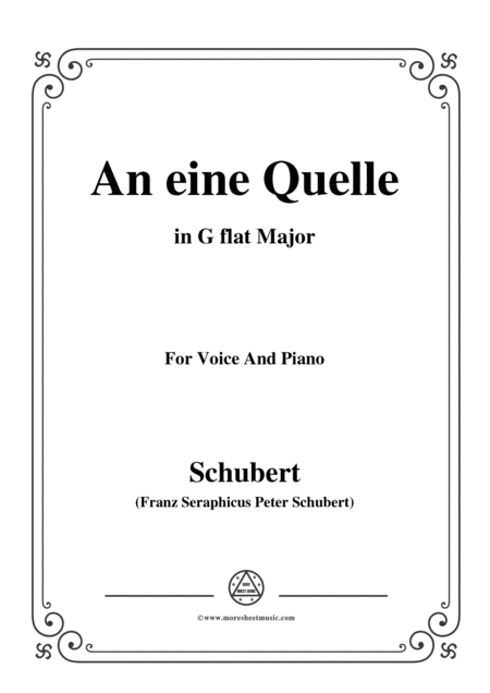 Schubert An Eine Quelle In G Flat Major Op 109 No 3 For Voice And Piano Sheet Music